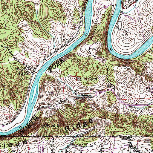 Topographic Map of Price Cemetery, VA