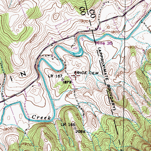 Topographic Map of Price Cemetery, VA