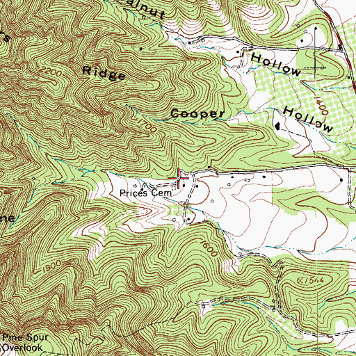 Topographic Map of Prices Cemetery, VA