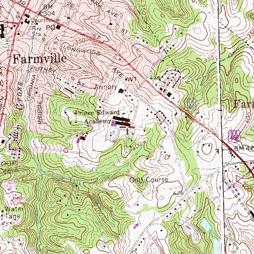 Topographic Map of Prince Edward Academy, VA