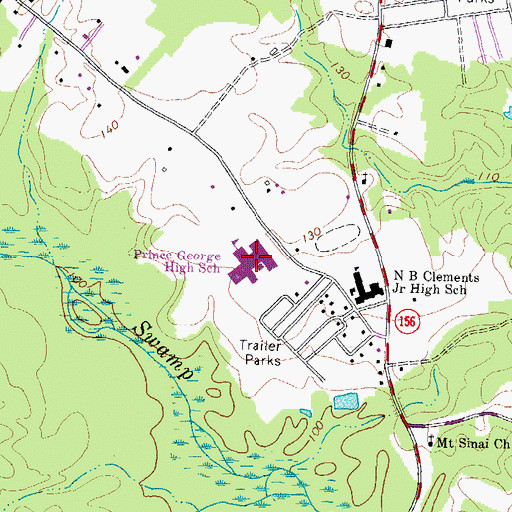 Topographic Map of Prince George High School, VA