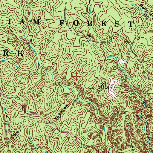 Topographic Map of Prince William Forest Park, VA