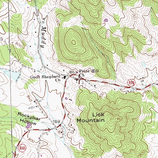 Topographic Map of Prize Hill Church, VA