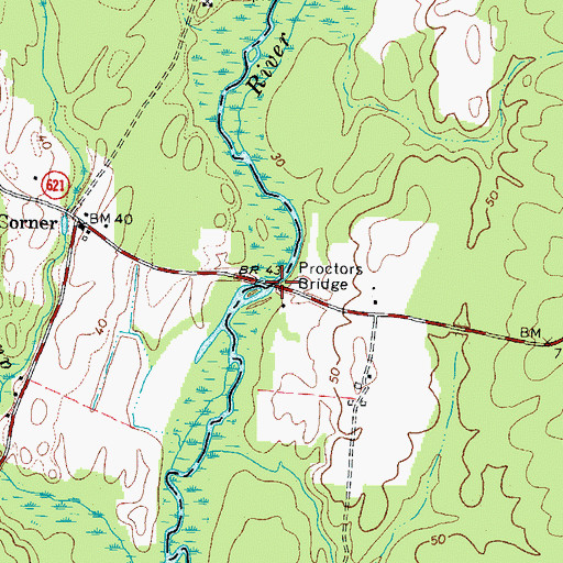 Topographic Map of Proctors Bridge, VA