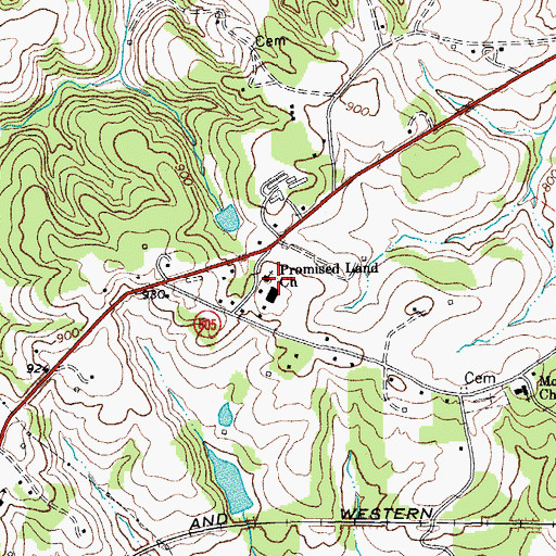 Topographic Map of Promised Land Church, VA