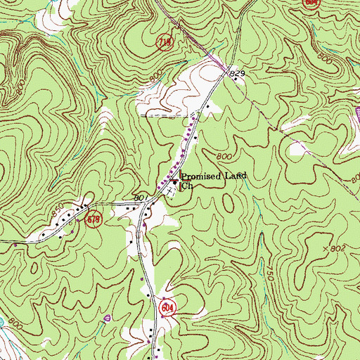 Topographic Map of Promise Land Baptist Church, VA