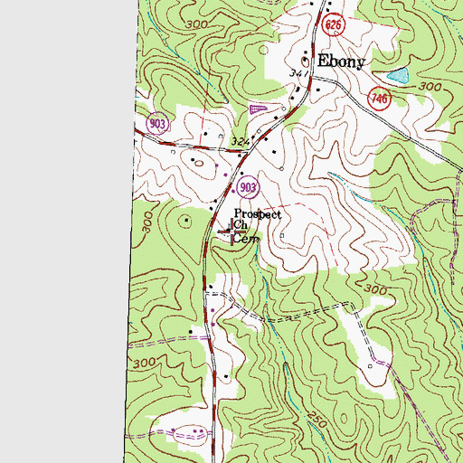 Topographic Map of Prospect Church, VA