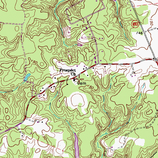 Topographic Map of Prospect Church, VA