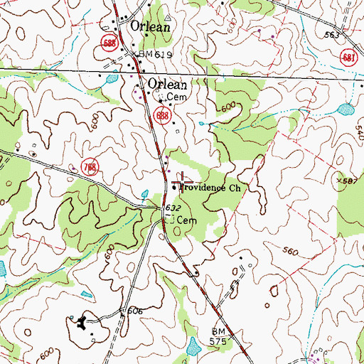Topographic Map of Providence Church, VA