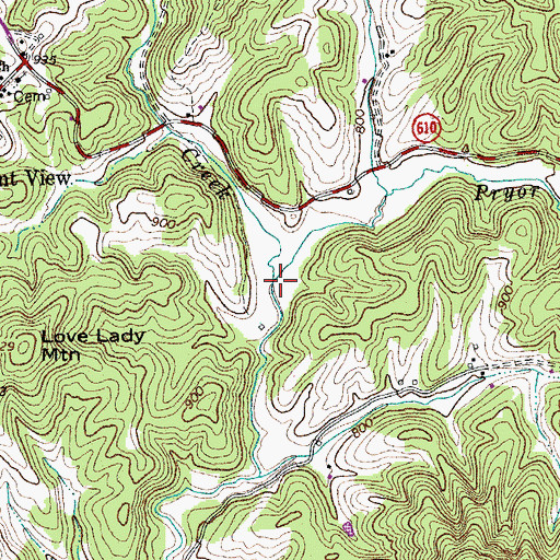 Topographic Map of Pryor Creek, VA