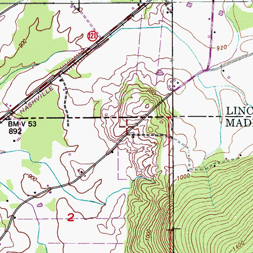 Topographic Map of State Line Church, AL