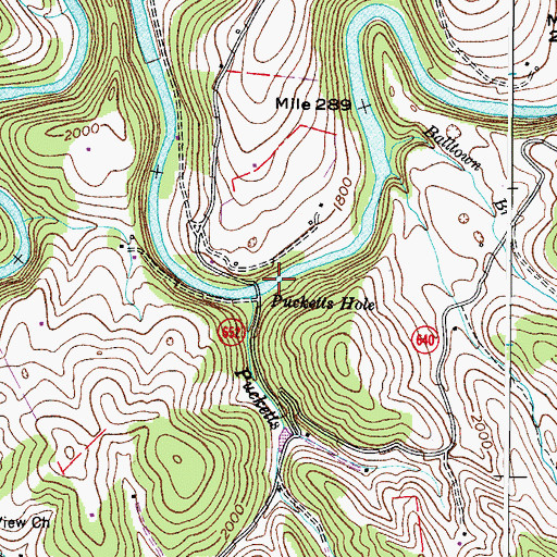 Topographic Map of Pucketts Hole, VA