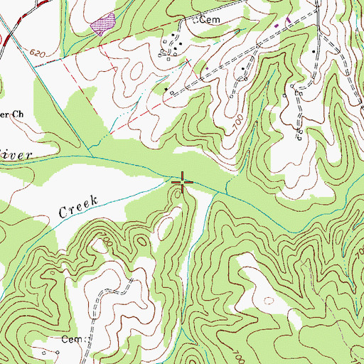 Topographic Map of Pudding Creek, VA