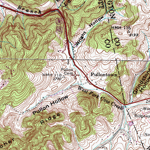 Topographic Map of Pullen Cemetery, VA