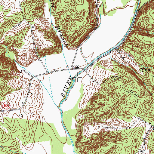 Topographic Map of Pulliam Branch, VA