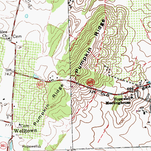 Topographic Map of Pumpkin Ridge, VA