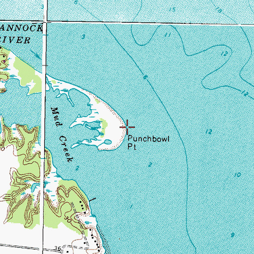 Topographic Map of Punchbowl Point, VA