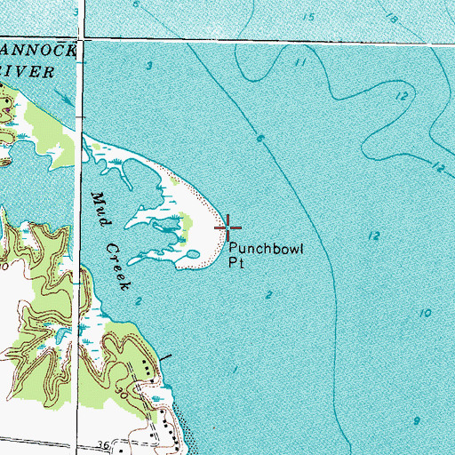 Topographic Map of Punchbowl Point, VA