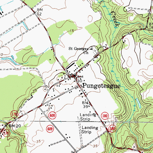 Topographic Map of Pungoteague, VA