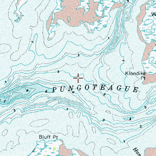 Topographic Map of Pungoteague Creek, VA