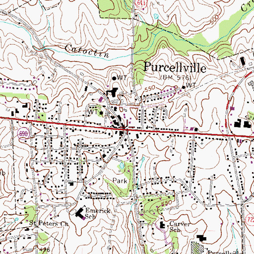 Topographic Map of Purcellville, VA