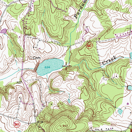 Topographic Map of Purdums Branch, VA