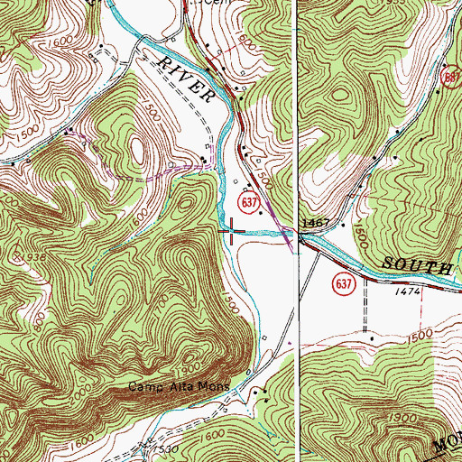 Topographic Map of Purgatory Creek, VA