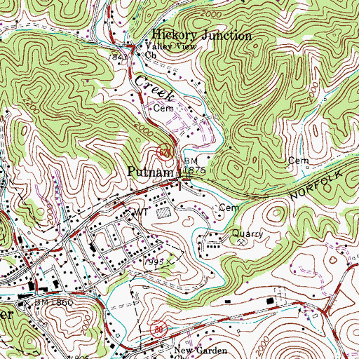 Topographic Map of Putnam, VA