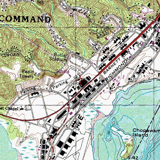 Topographic Map of Quantico Marine Corps Schools, VA