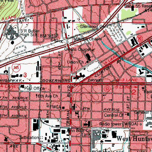 Topographic Map of Stone Middle School, AL