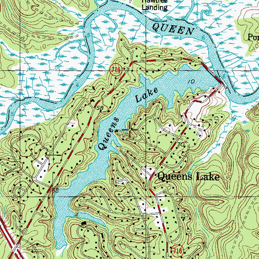 Topographic Map of Queens Lake, VA