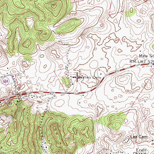 Topographic Map of Quillen Cemetery, VA