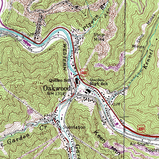 Topographic Map of Quillen School, VA