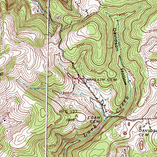 Topographic Map of Quillin Cemetery, VA