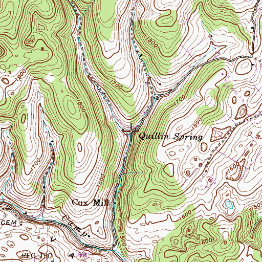 Topographic Map of Quillin Spring, VA