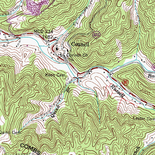 Topographic Map of Quinn Branch, VA