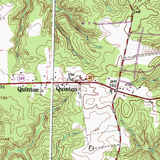 Topographic Map of Quinton, VA