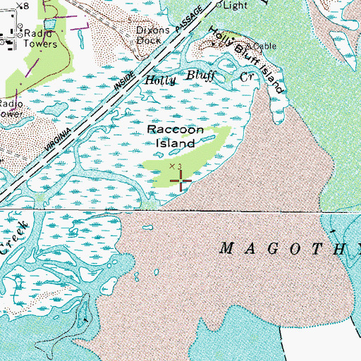 Topographic Map of Raccoon Island, VA