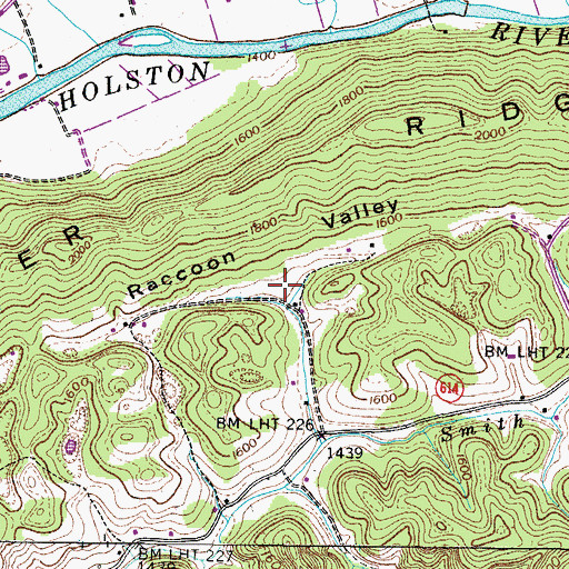 Topographic Map of Raccoon Valley, VA