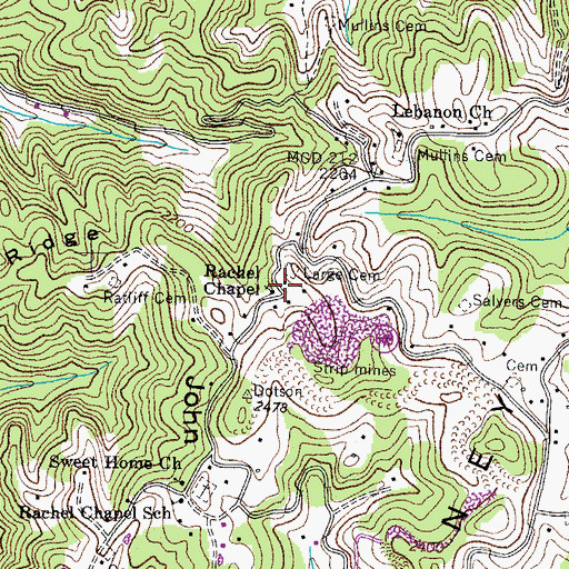 Topographic Map of Rachel Chapel, VA