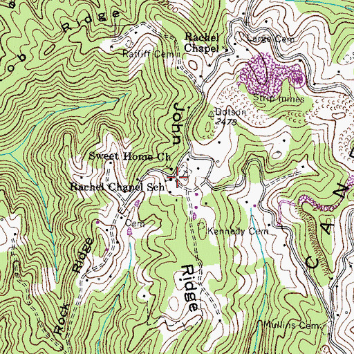 Topographic Map of Rachel Chapel School, VA