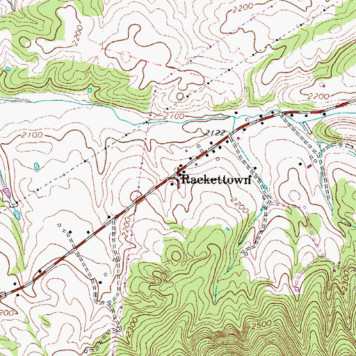 Topographic Map of Rackettown, VA