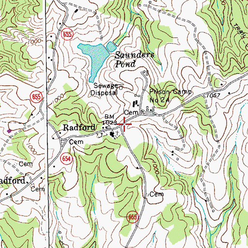 Topographic Map of Radford, VA