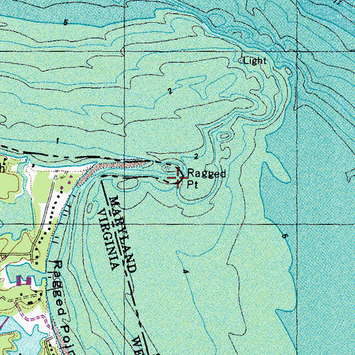 Topographic Map of Ragged Point, VA