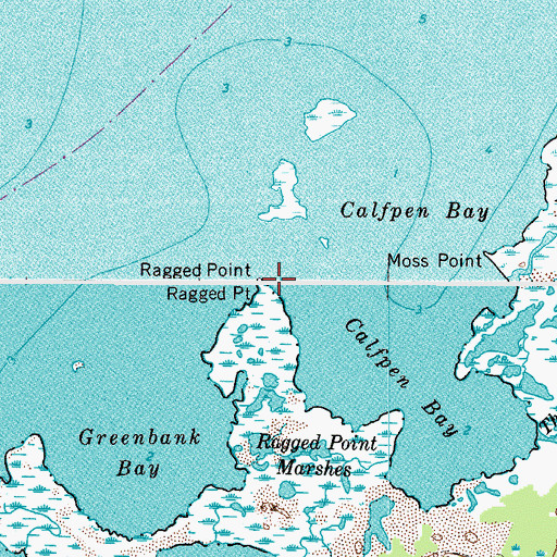 Topographic Map of Ragged Point, VA