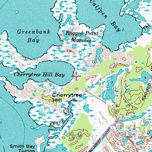 Topographic Map of Ragged Point Marshes, VA