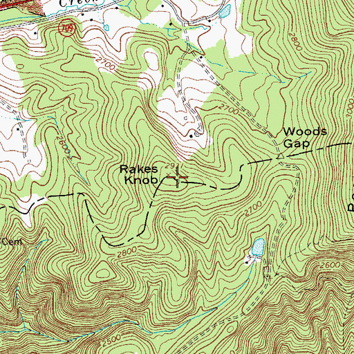 Topographic Map of Rakes Knob, VA