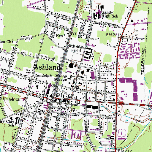 Topographic Map of Randolph - Macon College, VA