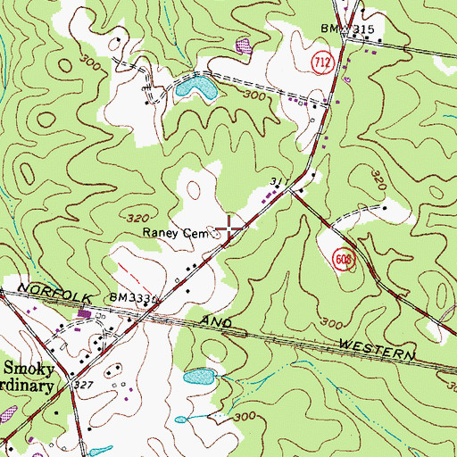 Topographic Map of Raney Cemetery, VA