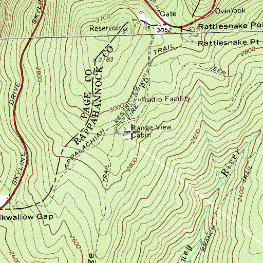 Topographic Map of Range View Cabin, VA